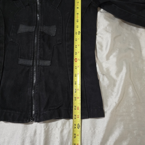 Vintage Tripp NYC Black 100% Cotton Denim Goth Punk Biker Jacket - Picture 11 of 15